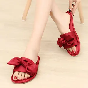 Шлепанцы женские повседневные, сланцы для пляжа, сандалии с бантом, плоская подошва, модные тапочки, лето 2022