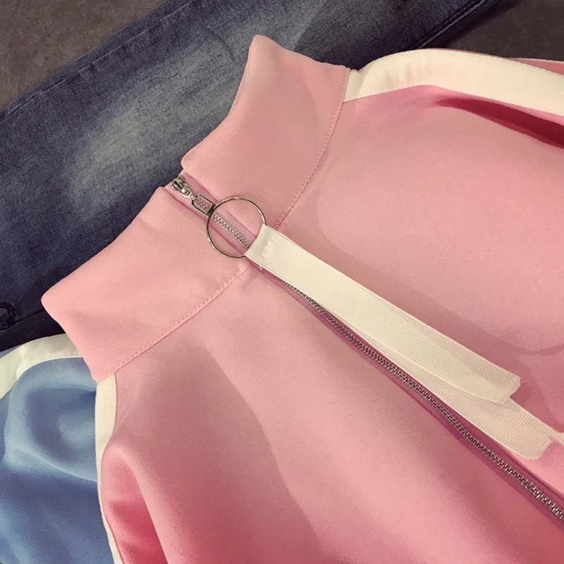 Surmiitro 2018 Loose Autumn Winter Sweatshirt Female Bts Kpop Zipper Hoodies Women Turtleneck Long Sleeve Pullover Sweat Femme | Женская