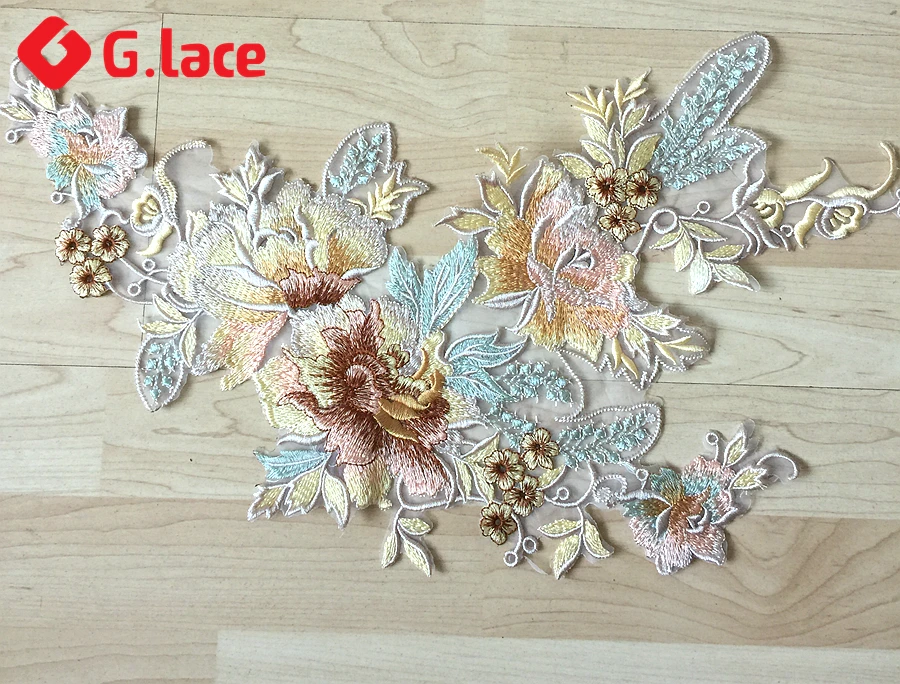 

GLACE 2 шт./лот, цветная кружевная одежда с вышивкой, материал для рукоделия, женское платье, украшение, кружевная ткань, юбка, аксессуары TX465