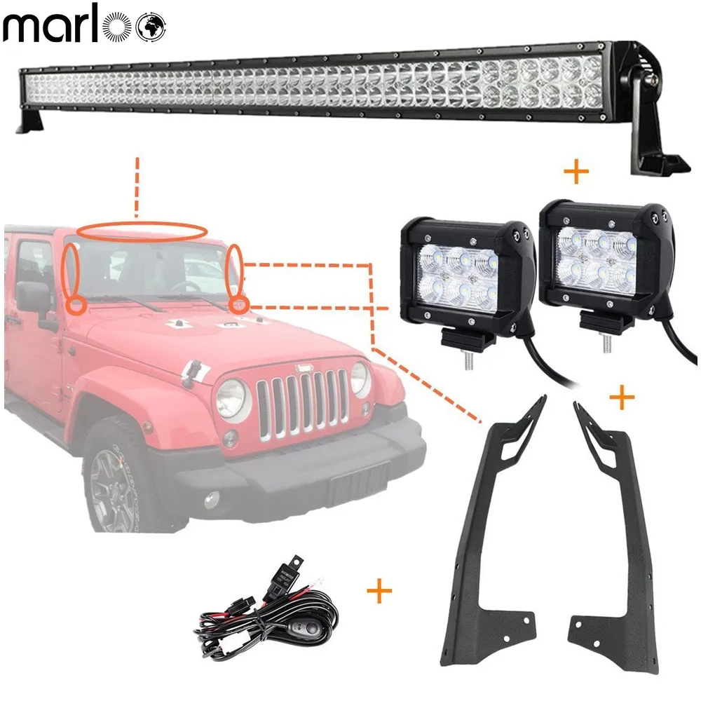 Marloo для Jeep Wrangler JK 07 18 комплект 50 &quot288 Вт светильник ная световая панель с