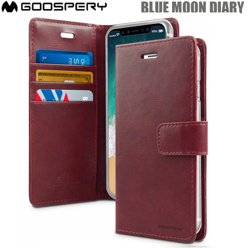 Mercury Goospery Blue Moon Diary кожаный магнитный Флип Бумажник чехол для iPhone XS XR Xs MAX