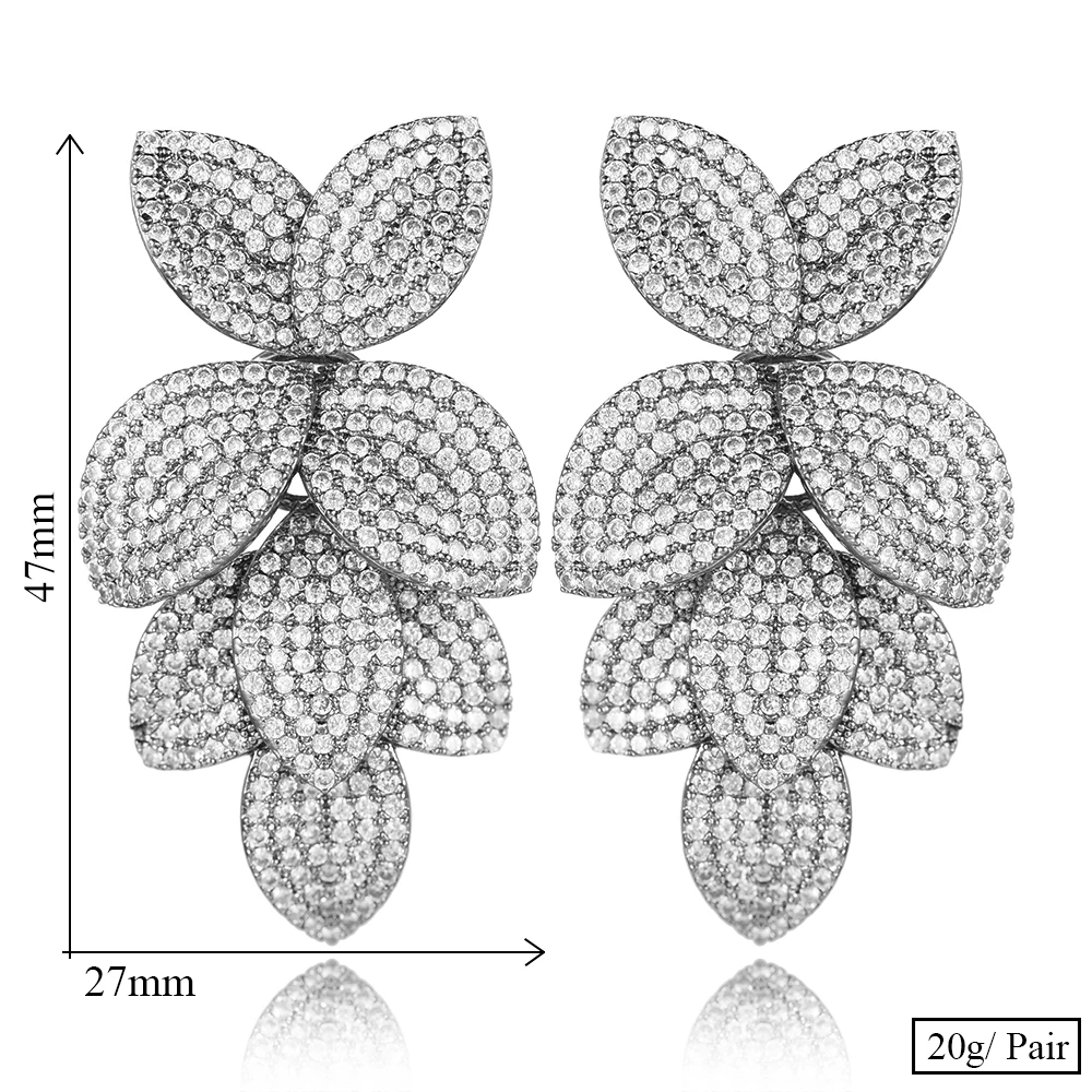 

missvikki Brand Famous Leaf Earrings for Women Prom Party show Wine Important occasion Noble Jewelry High Quality AAA Zirconia