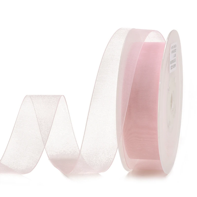 pearl pink 123 YAMA 1/4 дюймов 6 мм черный белый красный цвет сплошной цвет прозрачная органза шелковая лента для подарочной упаковки Свадебные украшения 400 ярдов/партия - Цвет: pearl pink 123