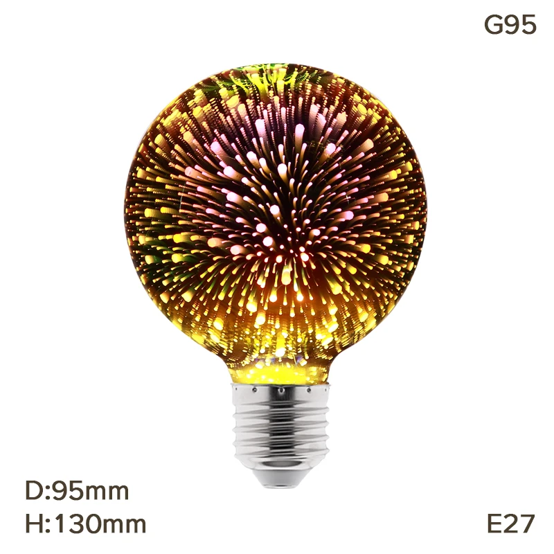 3D G95 Bulb 3D E27 светодиодный лампы 220V Красочные фейерверки светодиодный лампы Эдисона Праздник Рождественская звезда декорация Bombillas lampada светодиодный потолочный светильник Lamparas - Испускаемый цвет: 3D G95 Bulb