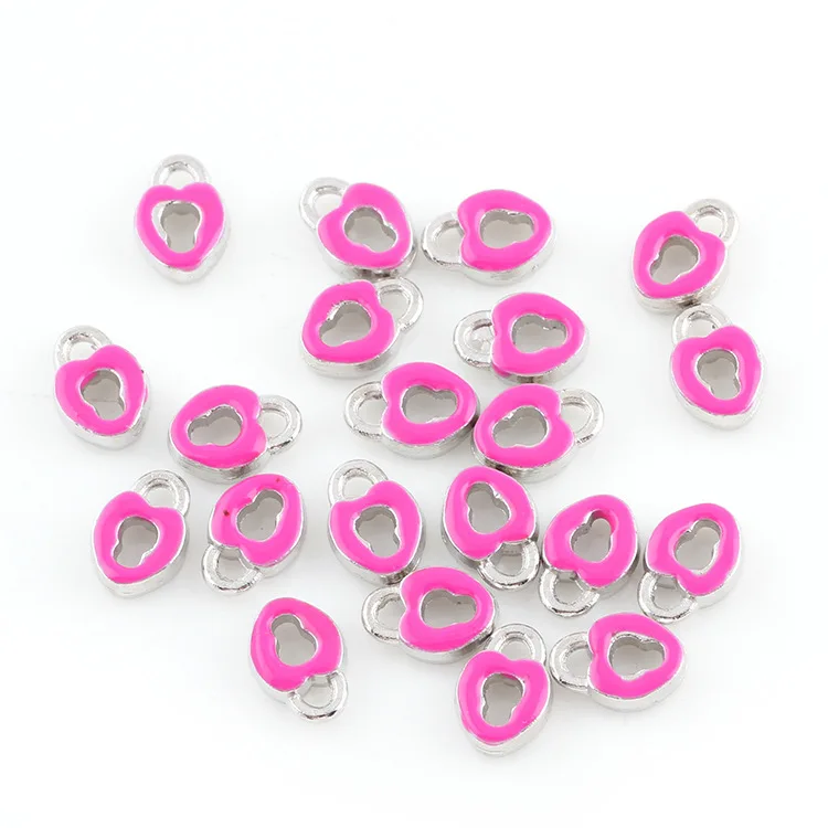 

Free Shipping, 20pcs Enamel Hot Pink Lock Floating Charms Fit For Glass Living Memory Lockets, Gifts