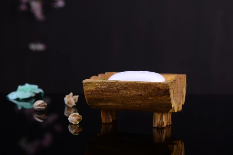 Твердой древесины Мыло шкатулка деревянная spa стойки Ванная комната создать Винтаж ручной работы Эфирные масла хранения держатель ручной резьбой краски