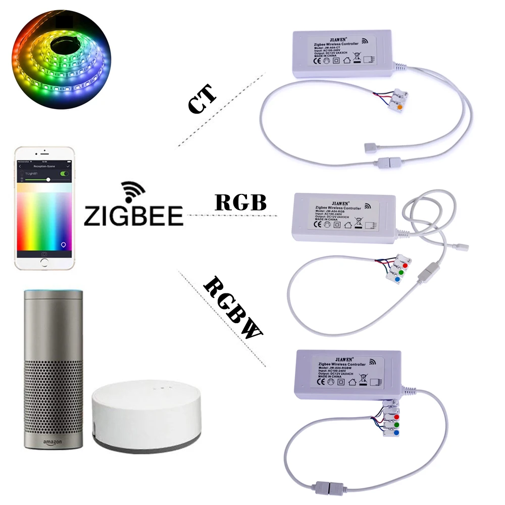Zigbee мост светодиодный контроллер RGB/RGBW с DC 12 В источник питания работает Amazon Echo Plus