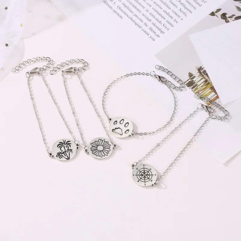 4 комплекта браслет с изображением кокосовой пальмы и цветка для женщин