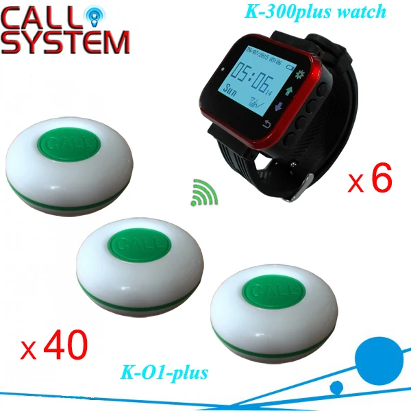 

Bistro Digital Calling Waiter System 6pcs watch clock 40pcs table button for guest wireless sound system