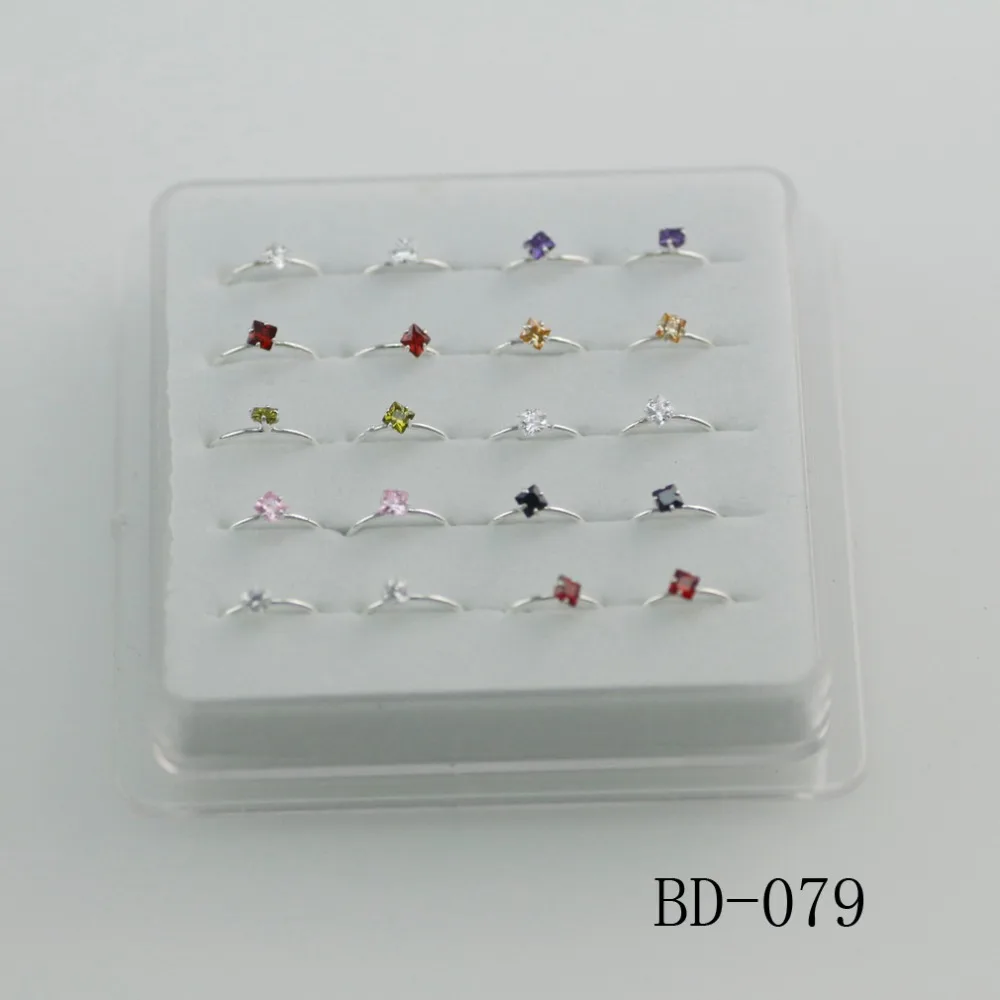 Кольца для носа из серебра 925 пробы с квадратным цирконием 20 шт.|nose ring|ring nose ringsilver