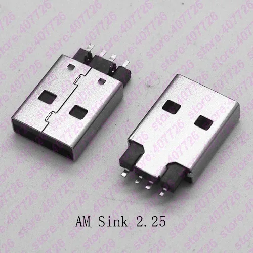 10 шт. USB 2 0 разъем AM Sink 25 Тип Мужской Разъем DIY кабельный 4PIN 180 градусов SMT Harpoon Jack 0|usb