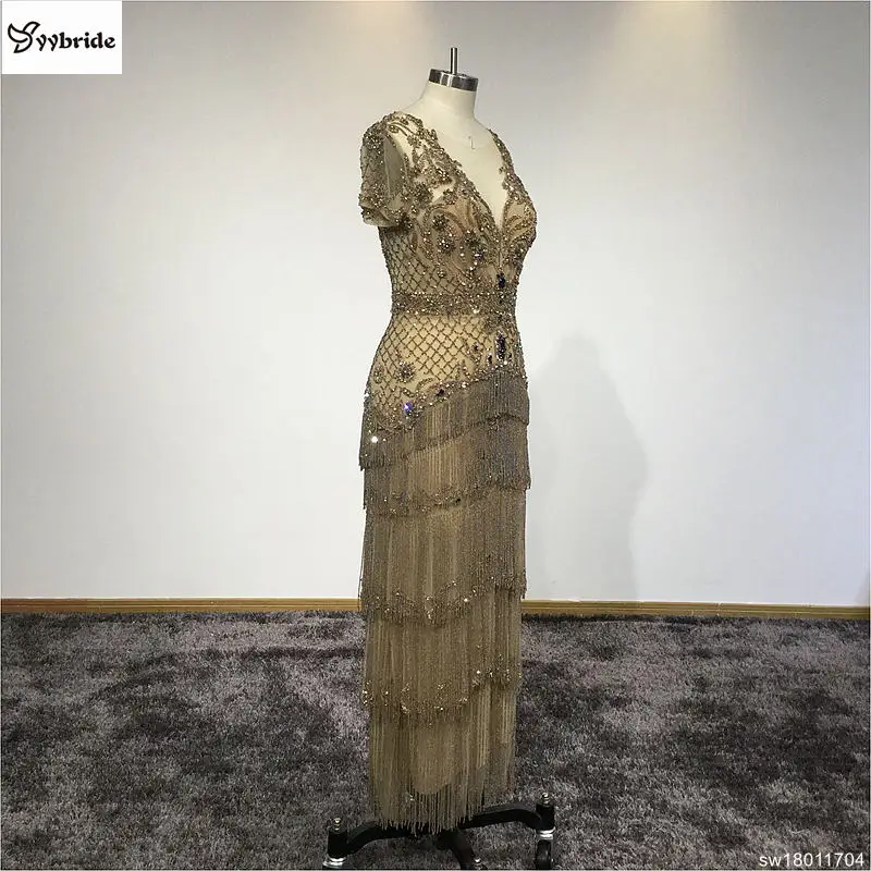 Yybride новые роскошные сексуальные женские вечерние платья золотого цвета ручная