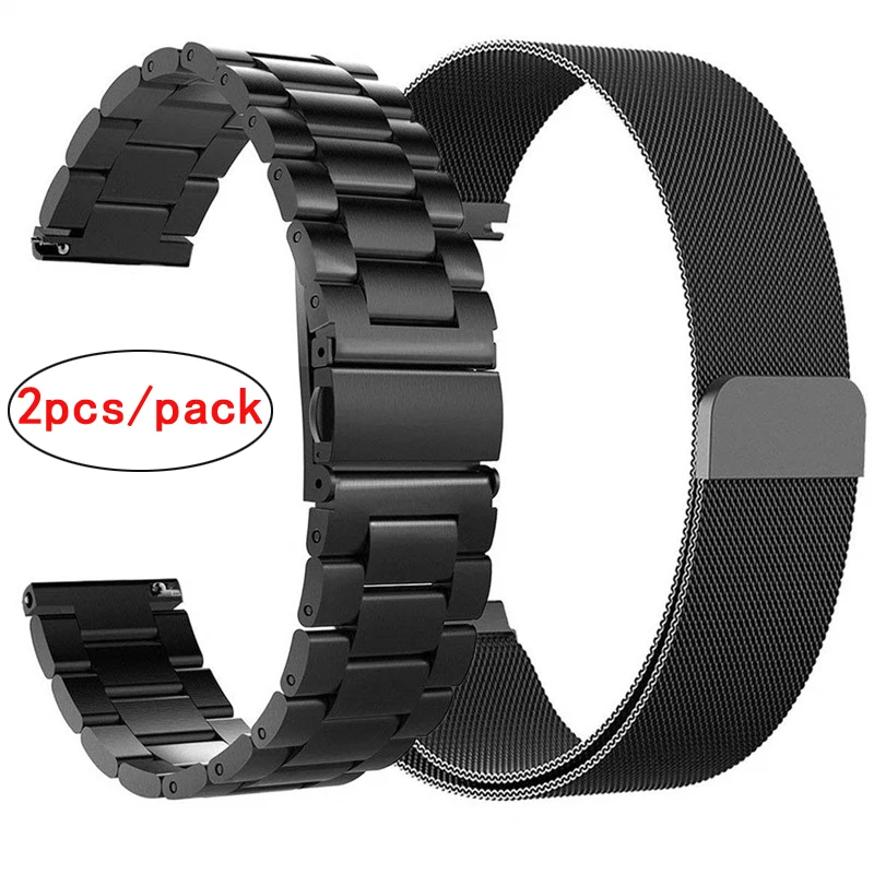 2pcs Ремешок для наручных часов из нержавеющей стали для Garmin Forerunner 245/Vivoactive 3/vivomove HR, ремешок для умных часов Forerunner 645, браслет на запястье - Цвет: 2pcs