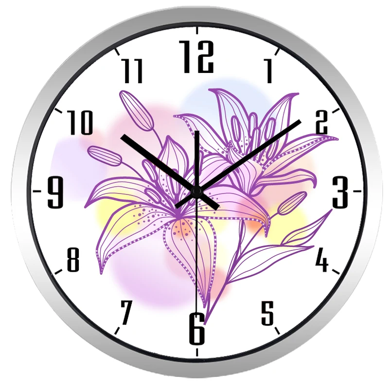 Настенные часы с цветком лилии популярные модные бесшумные большие настенные