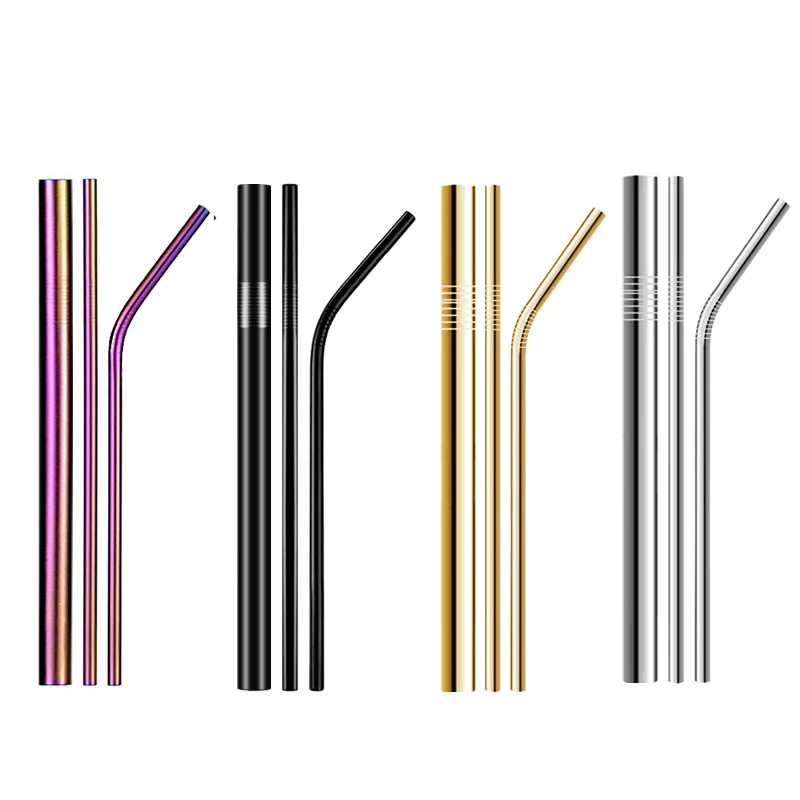 6/12mm*215mm Stainless Steel Drinking Straw Reusable Straight Metal Straws Fruit Juice Milk Eco-Friendly Bar Accessories | Дом и сад