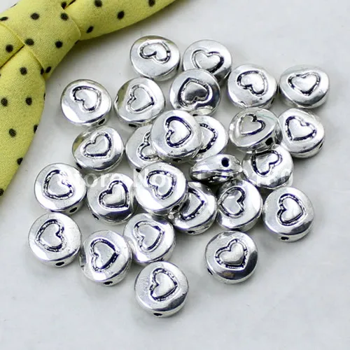 Плоские круглые бусины с узором в виде сердца для ожерелья браслета аксессуары
