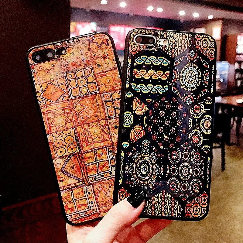 Gold Foil Geometry Phone Cases For iPhone 8 Case 6 7 Plus Glitter Back Cover X Xs Max XR TPU Rubber Gel Coque |