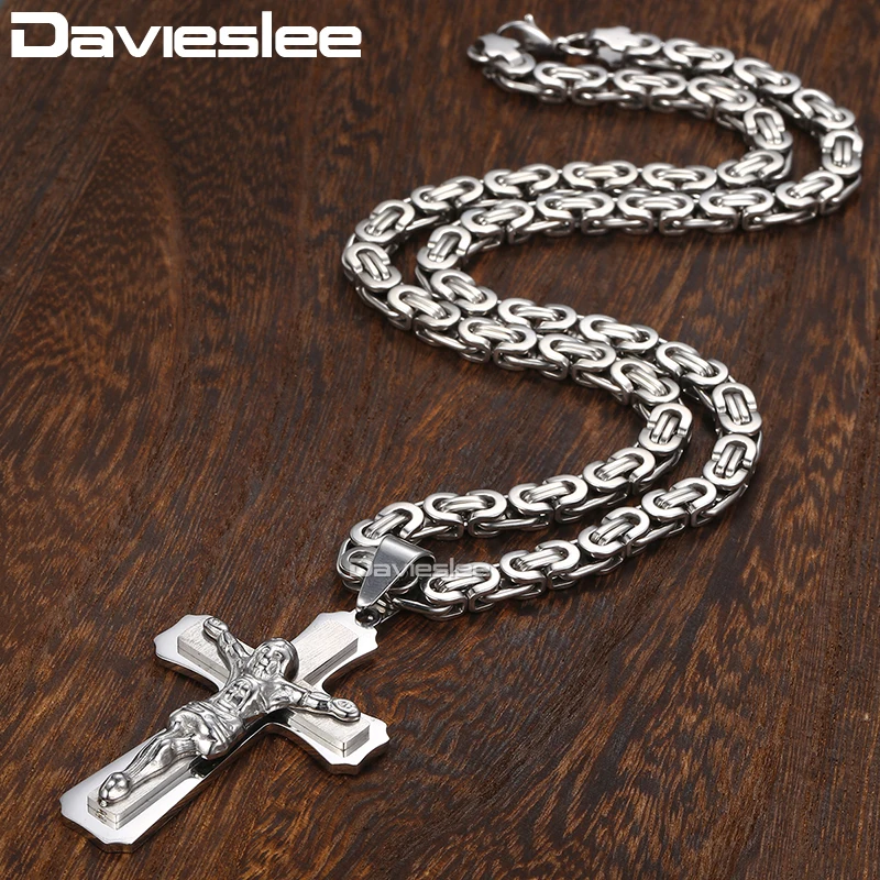 Византийская цепочка Davieslee с крестом Иисуса ювелирное изделие в христианском
