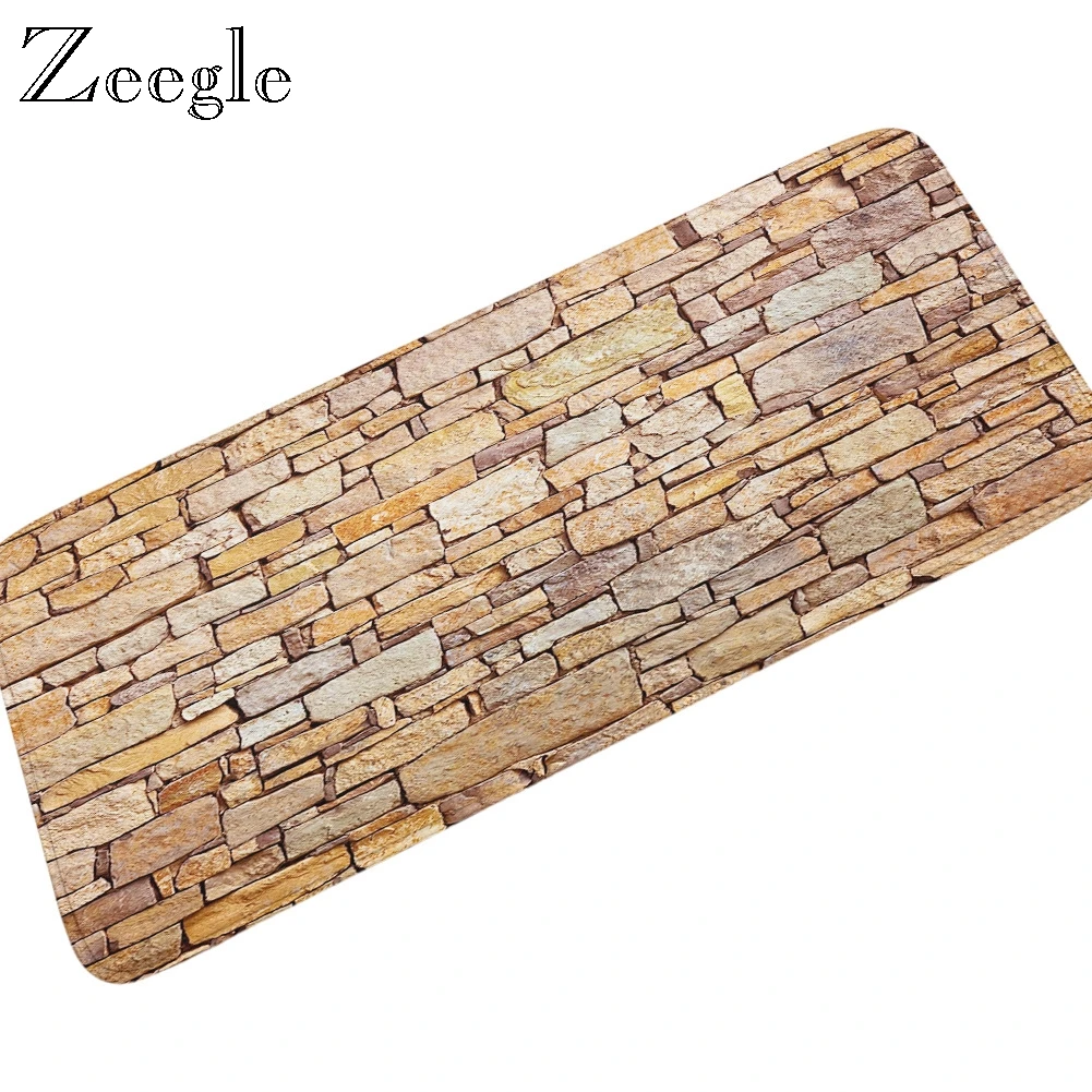 Zeegle 3D Печатный каменный коврик противоскользящий напольный для комнаты кухни