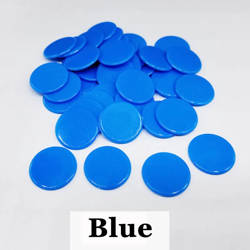 Blue 100 шт 19 мм фишки для бинго, маркеры для игры в бинго, пластиковые карты для классных детских и карнавальных игр в бинго - Цвет: Blue