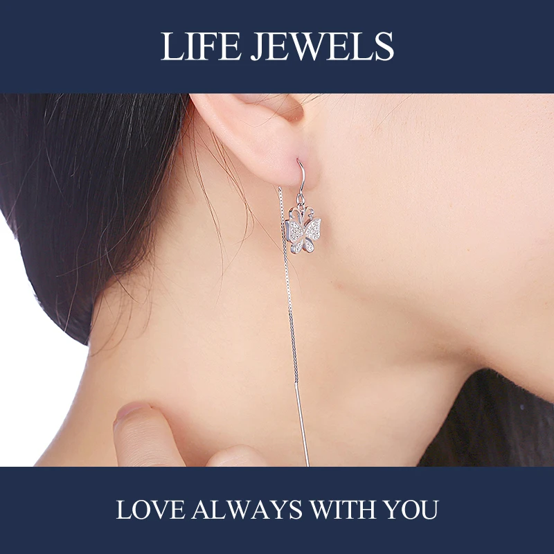 Женские серьги из серебра 100% пробы с фианитами|Серьги-подвески| |