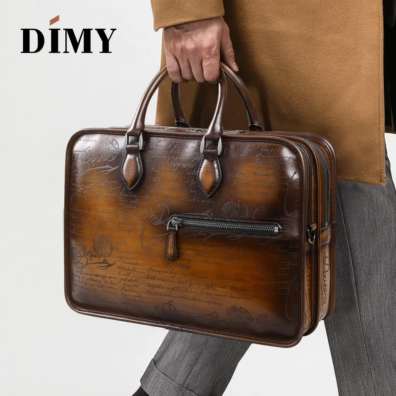 Сумка-мессенджер DIMY D9161 мужская из телячьей кожи портфель в деловом стиле саквояж