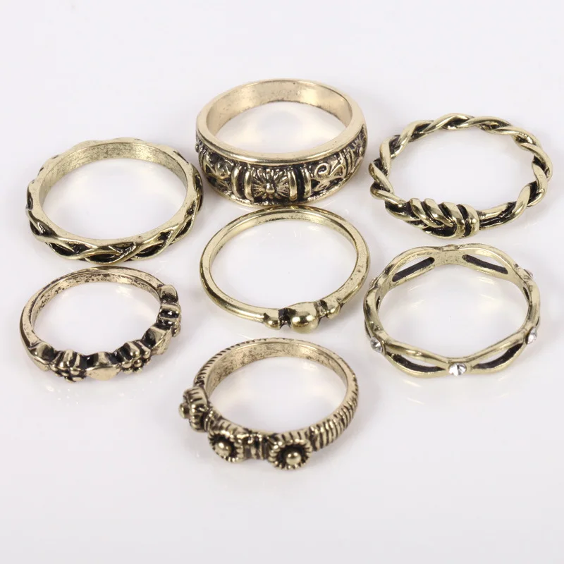 SHOWTRUE Перевозка груза падения 7 шт./компл. женский Античная бронза кольцо Jewelry