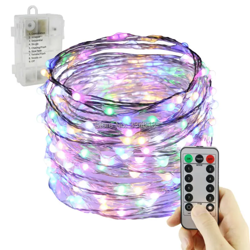 6AA 12 м 240LED гирлянда с питанием от аккумулятора 8 режимов водонепроницаемая