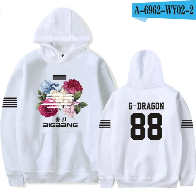 white Bigbang big bang bangtan Толстовка kpop Корейская harajuku Толстовка moletom feminino Модная брендовая куртка пальто размера плюс 4xl - Цвет: white