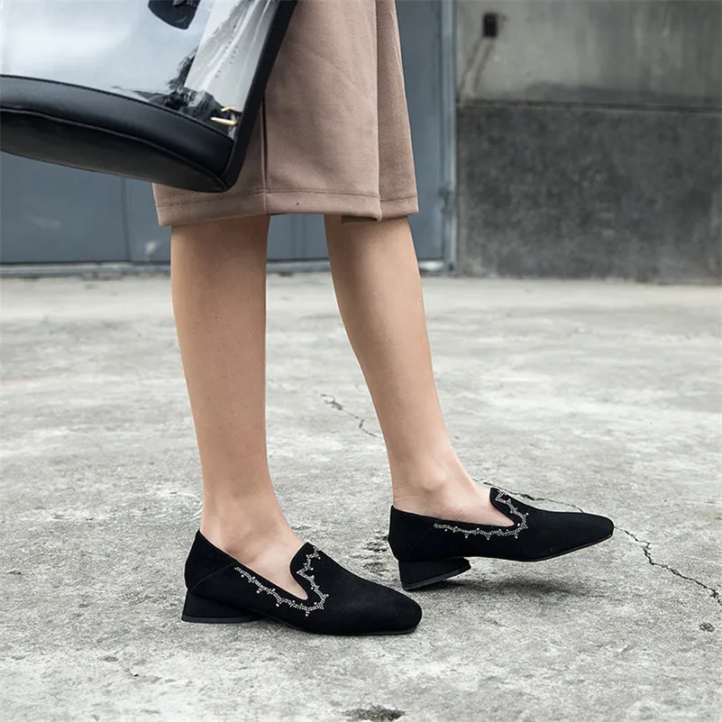 Женские замшевые туфли лодочки FEDONAS на высоком каблуке без шнуровки с блестками