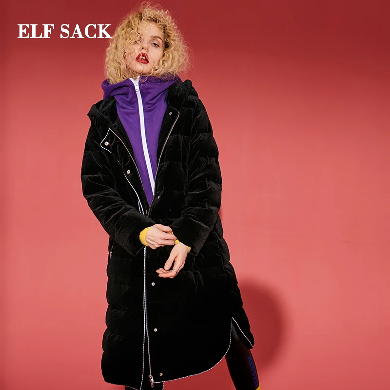 ELFSACK/Новинка зимы женский пуховик 90% белый утиный пух пальто для женщин полное