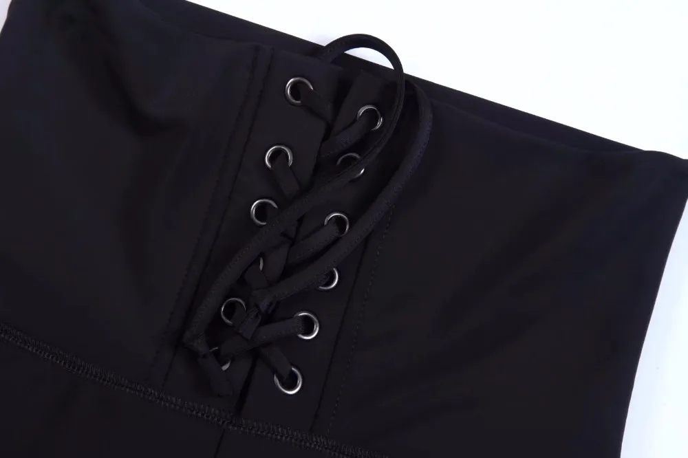 

High Quality!! Women Lace Up Wide Waistband Leggings