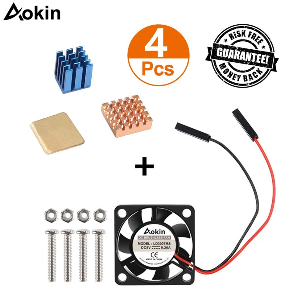 

Raspberry Pi Kit Raspberry Pi Cooling Fan Brushless CPU Cooling Fan Raspberry Pi Heatsink Set Aluminum Copper for Raspberry Pi 3