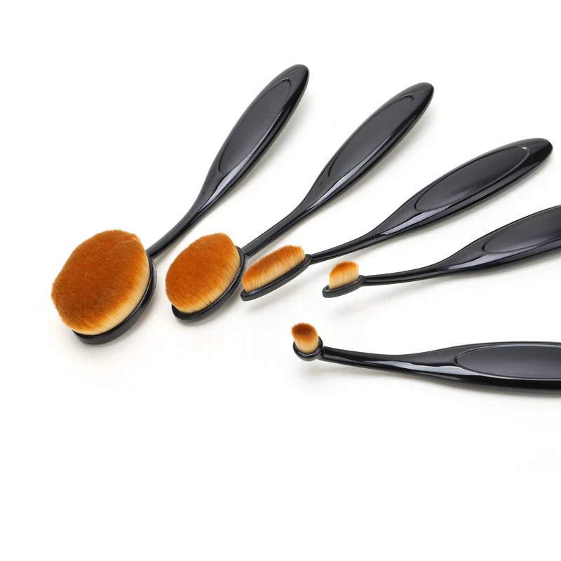 5 Шт./компл. Овальной Макияж Кисти Фонд make up Brush Set Комплект Черный Зубная Щетка BB