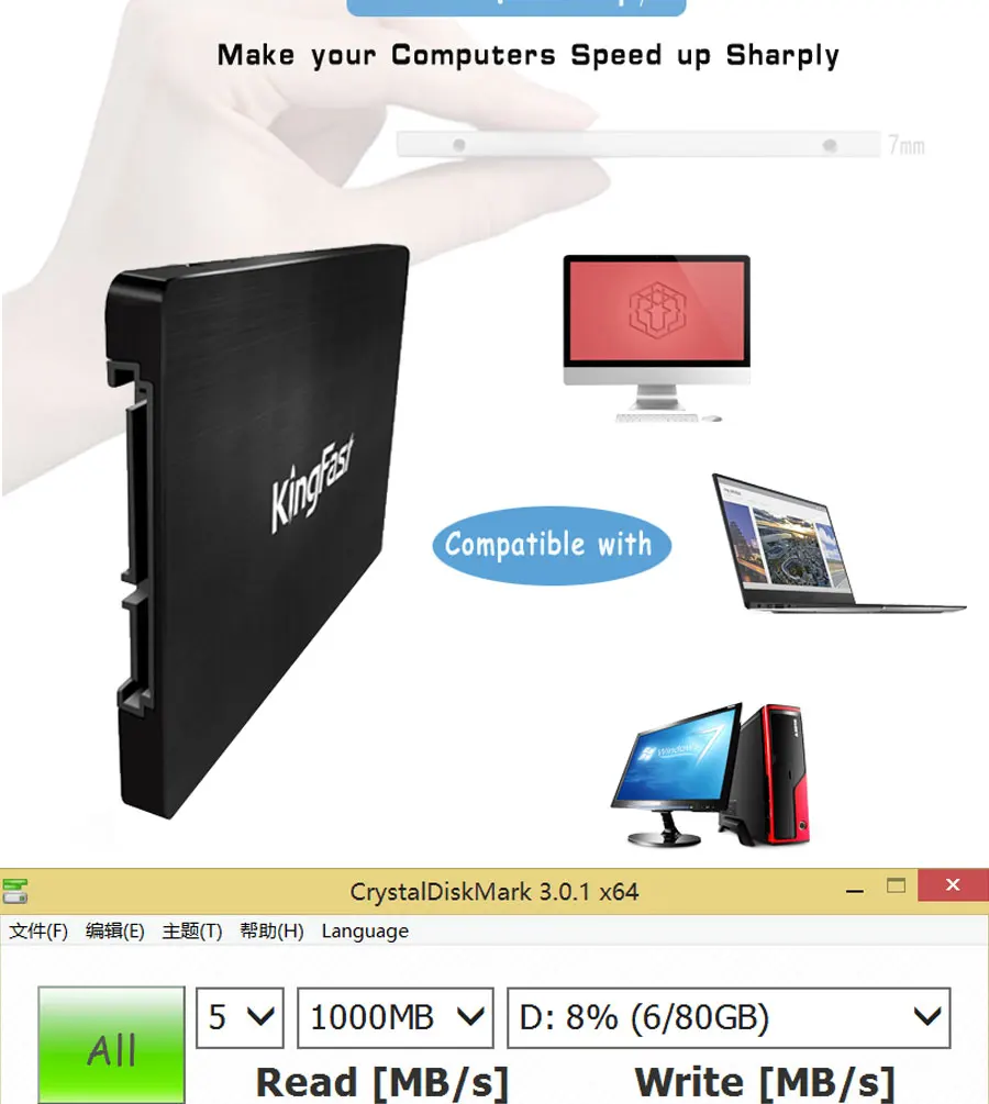Kingfast 7 мм ultrim 2,5 дюйма 240 ГБ SSD SATA III Внутренний твердотельный hdd жесткий диск для ноутбука/рабочего стола с высоким качеством
