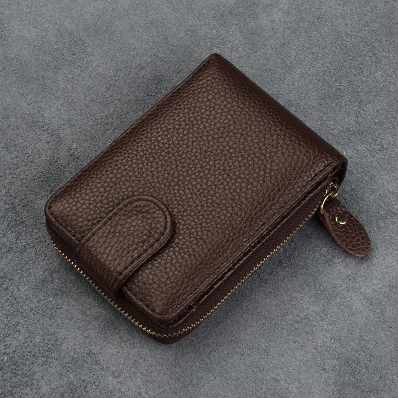 Натуральная кожа держатель для карт мужская многофункциональная на молнии сумка