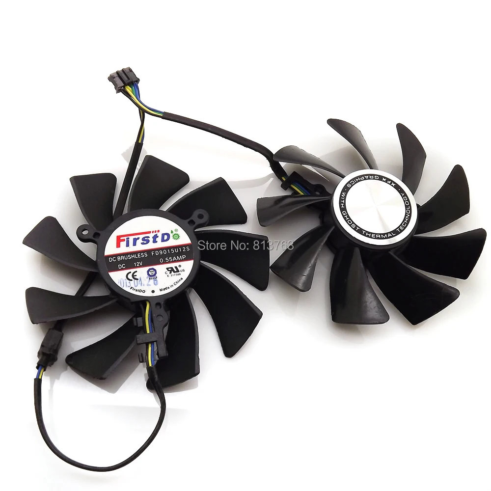 2 шт./лот FD9015U12S 12 В 0.55A 85 мм 39x39x39 для XFX HD7950 HD7970 FX-797G-TDF вентилятор видеокарты 4Pin |