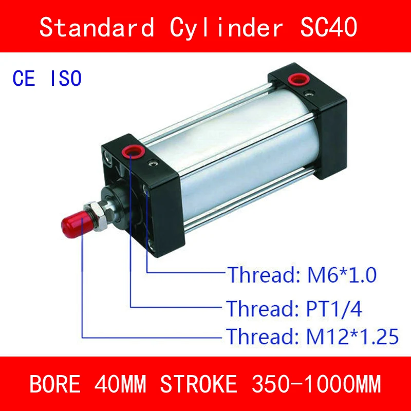 

CE ISO SC40 Air Cylinders Valve Magnet Bore 40mm Strock 350mm to 1000mm Stroke Single Rod Double Acting Pneumatic Cylinder