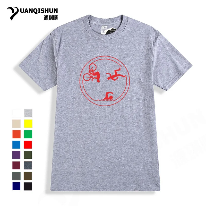 Men Boutique Casual T-shirt Creative Triathlon Tshirt 16 Colors 100% Cotton Print T shirts Unisex short sleeves shirt XS-3XL | Мужская