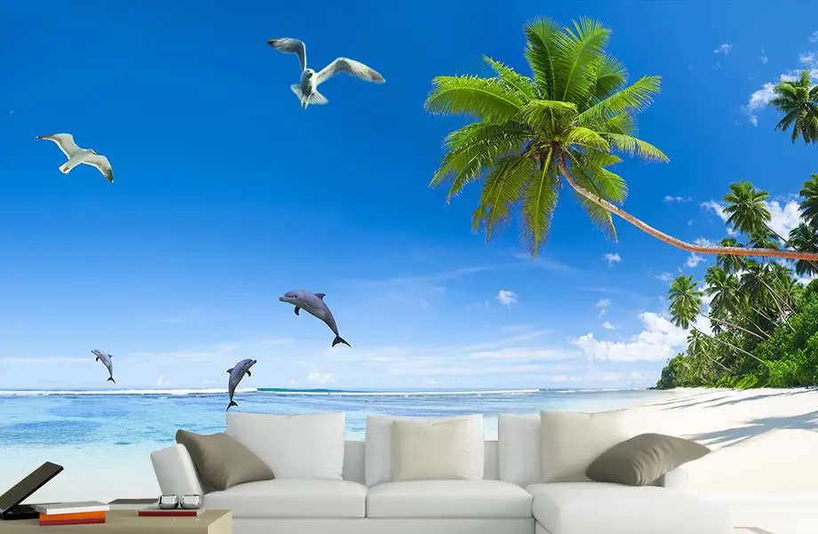 Пользовательские фото обои 3d настенные фрески морские деревья Чайка плавающие