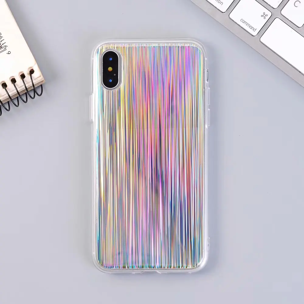 Новые роскошные голографическая зеркало лазерной чехол для телефона iPhone 6 6S 7 8 Plus