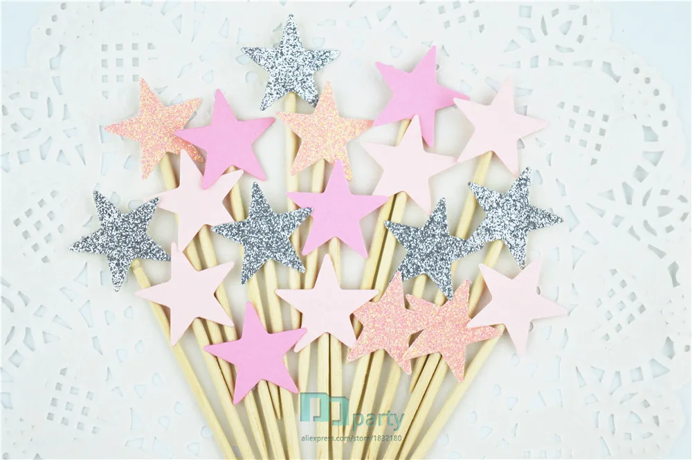 Для выведения токсинов 40 шт розовый с блестящими звездочками для