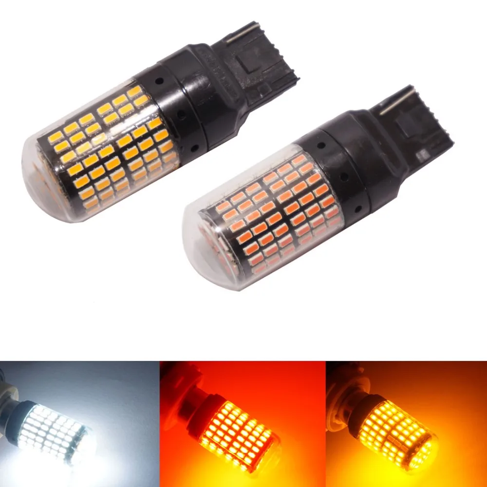 

CanBus S25 1156 BA15S p21w T20 светодиодный 7440 W21W W21/5W светодиодный ные лампы 144 SMD Автомобильные указатели поворота стоп-сигнал Белый Красный янтарь