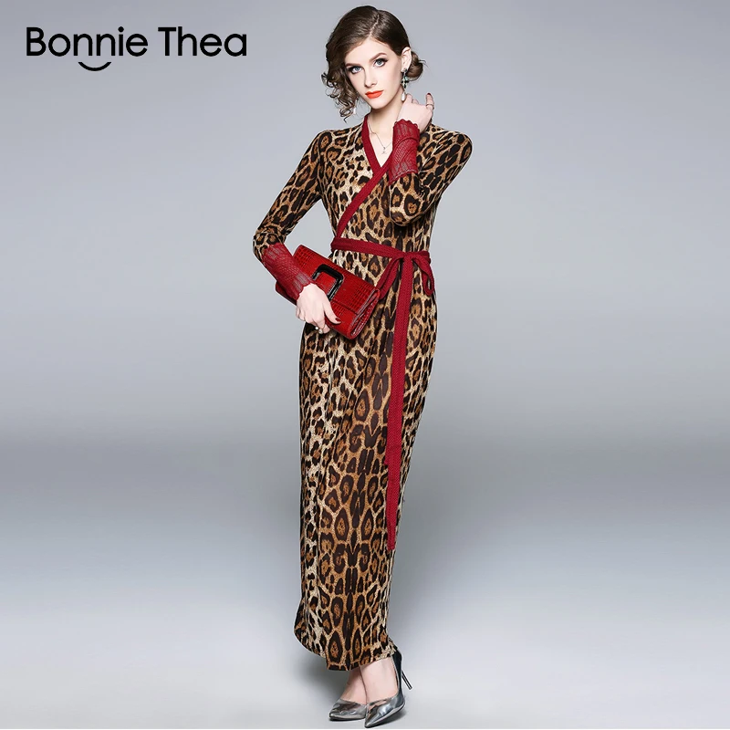 Женское леопардовое платье Bonnie Thea Осеннее облегающее футляр бодикон 2018|Женские