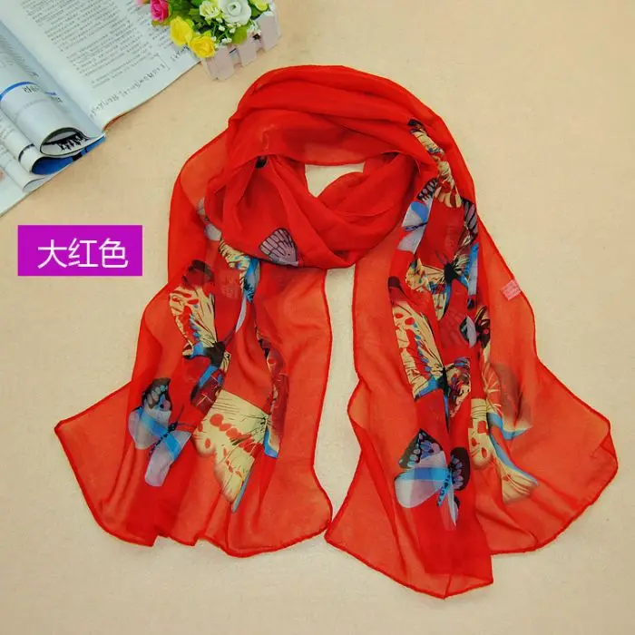 Новинка 2013 модные женские шали с принтом бабочки цветочные шифоновые шелковые
