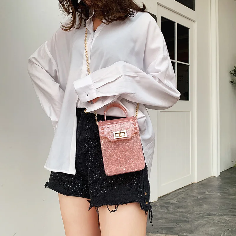 

Handbag female 2019 new brand original design fashion jelly mobile phone bag simple wild mini chain shoulder Messenger bagBXW201