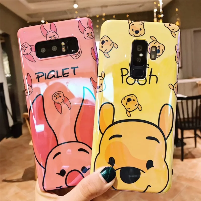 Чехол для samsung S8/S9 plus с изображением Винни-медведя чехол Galaxy Note 9 синий светильник