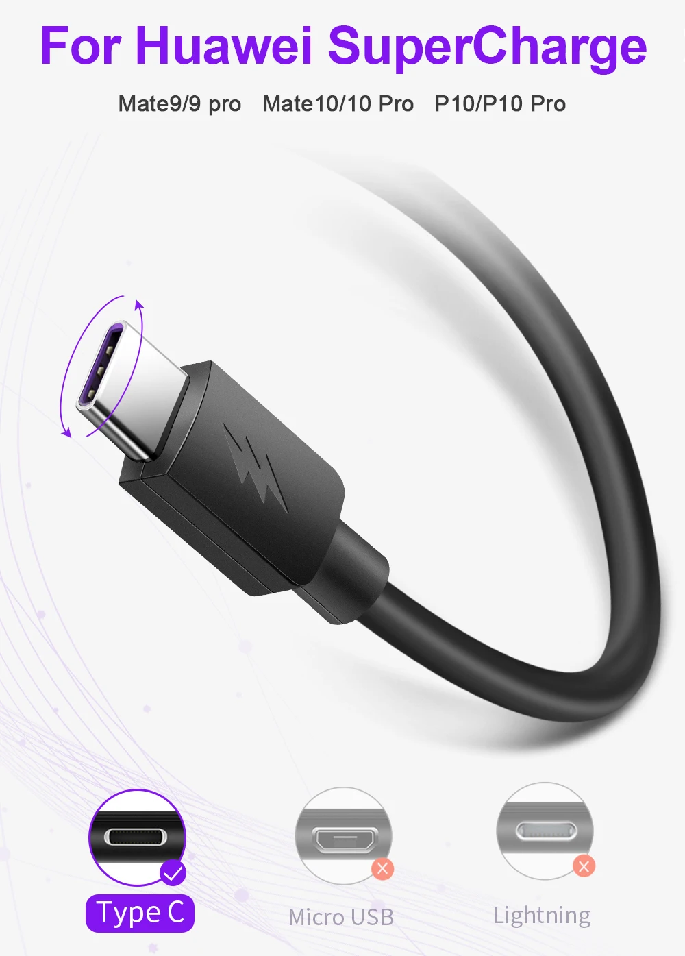 Rocketek Quick Charge USB C type C кабель 5A для huawei Lite Pro usb зарядный кабель для huawei P10 P20 P30