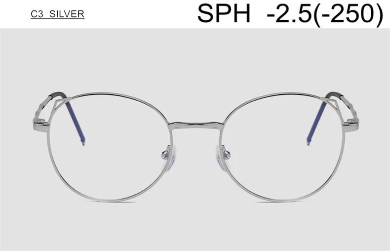 C3 (-2.5) SPH-1,0 до-6,0 очки для близорукости для мужчин и женщин модные очки кошачий глаз по рецепту для близоруких оправа из сплава F167 - Цвет оправы: C3 (-2.5)