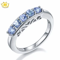 hutang natural tanzanite engagement rings five stone solid 925 sterling silver ring gemstone fine classic elegant jewelry gift